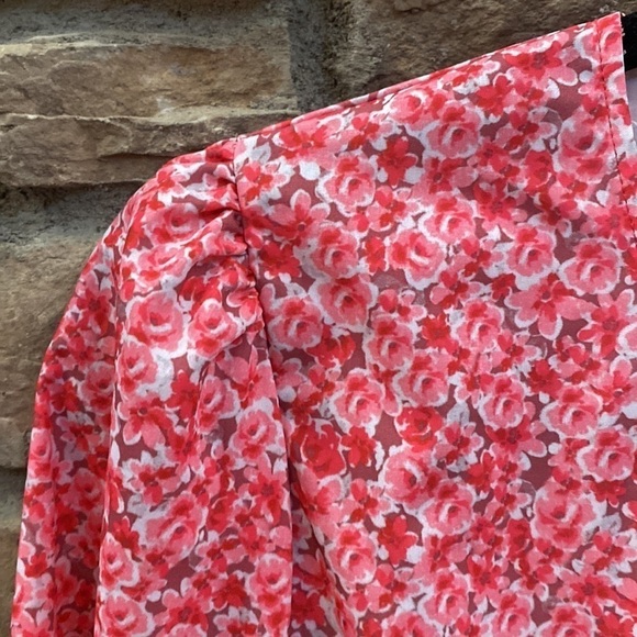 Pink floral midi dress. Size M - Picture 3 of 9